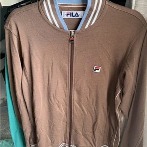 Fila Men's Brown and Blue borg jacket